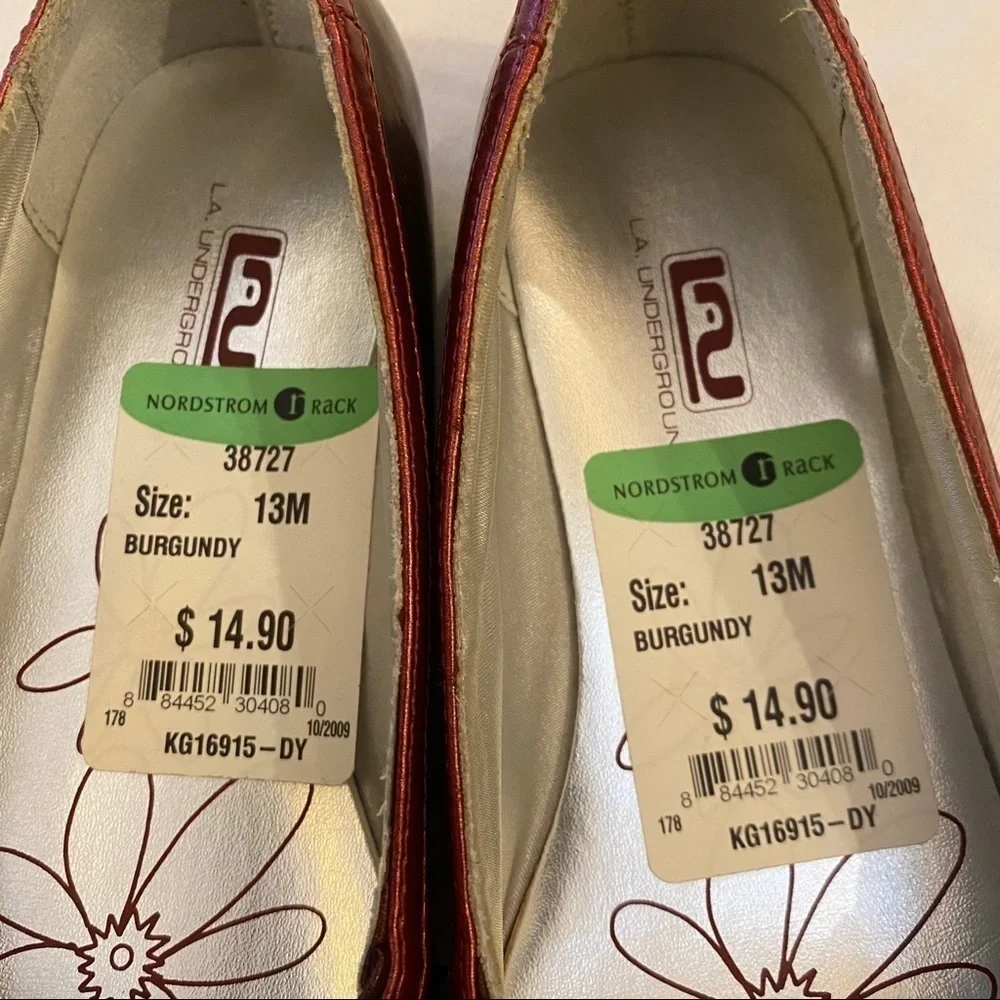NWT~L.A. UNDERGROUND Girls Burgundy Shoes Size 13
